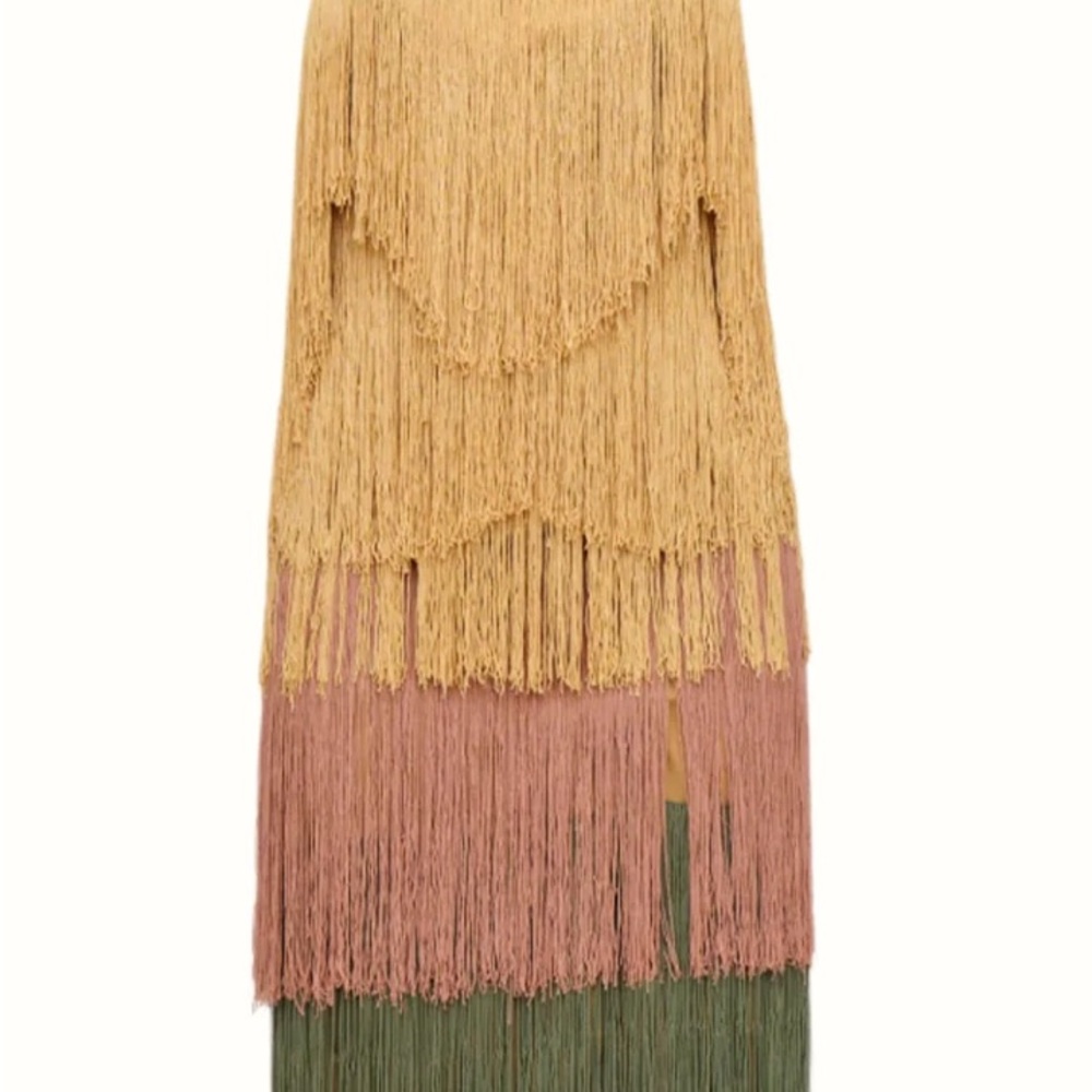 Andrea Iyamah Neme Multicolor Fringe Midi Dress